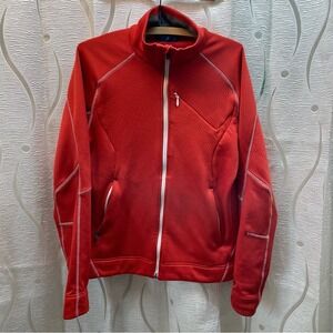 Salomon ActiTherm Fleece Jacket Mens Medium Red Full Zip Performance Hiking Coat